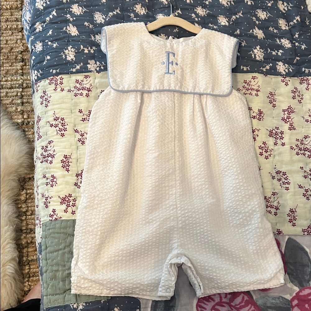 monogrammed “E” Romper